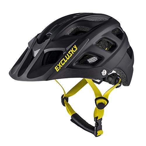 Mountain Bike Helmet : Exclusky Youth Bike Helmet Mountain Bike Helmet Kids Cycle Helmet, Easy Attached Visor Adjustable Boys and Girls 54-57cm(black)