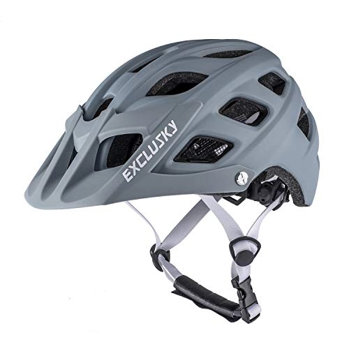 Mountain Bike Helmet : Exclusky Youth Bike Helmet Mountain Bike Helmet Kids Cycle Helmet, Easy Attached Visor Adjustable Boys and Girls 54-57cm(gray)