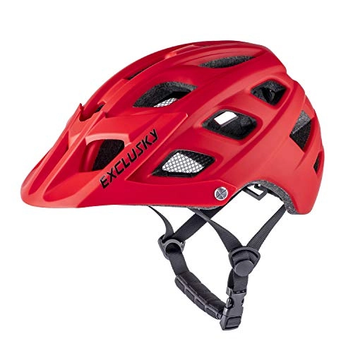 Mountain Bike Helmet : Exclusky Youth Bike Helmet Mountain Bike Helmet Kids Cycle Helmet, Easy Attached Visor Adjustable Boys and Girls 54-57cm(red)