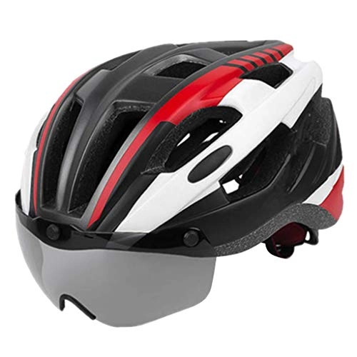 Mountain Bike Helmet : F Fityle Cycle Helmet / Bike helmet with Detachable Magnetic Goggles Visor for Men Women Mountain Road Bicycle Helmet Adjustable Adult Safety Head Protection - Red