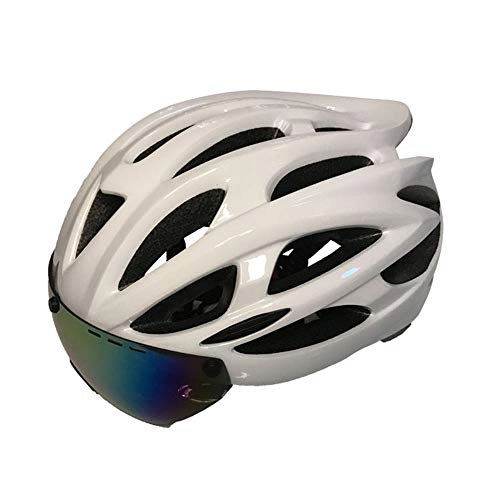 Mountain Bike Helmet : FAGavin Motorcycle Helmet Cycling Bluetooth Road Helmet Car Mountain Bike Bicycle Integrated Built-in Smart Bluetooth Magnetic Goggles Road Men And Women Breathable Safety Helmet (Color : White)