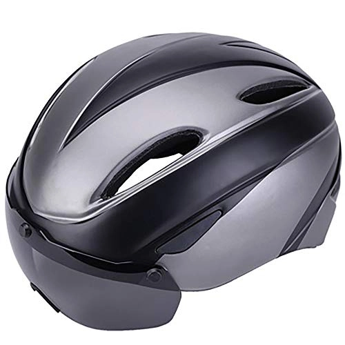 Mountain Bike Helmet : Faus Koco Magnetic Goggles Helmet Integrated Bicycle Helmet Mountain Bike Riding Helmet Men And Women Breathable Helmet (Color : Gray)