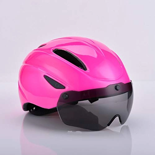 Mountain Bike Helmet : Faus Koco Magnetic Goggles Helmet Integrated Bicycle Helmet Mountain Bike Riding Helmet Men And Women Breathable Helmet (Color : Pink)