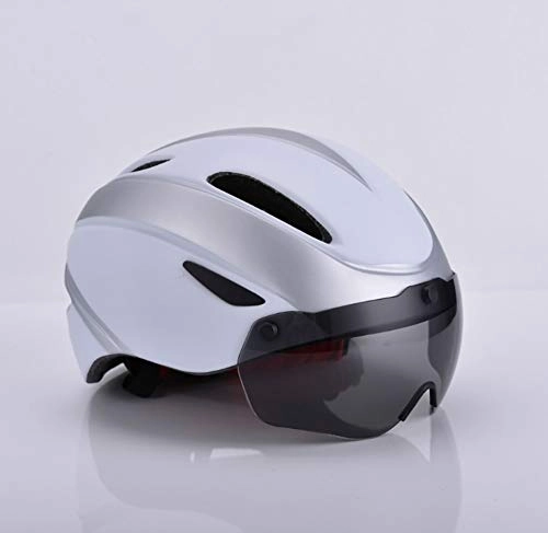 Mountain Bike Helmet : Faus Koco Magnetic Goggles Helmet Integrated Bicycle Helmet Mountain Bike Riding Helmet Men And Women Breathable Helmet (Color : Silver)