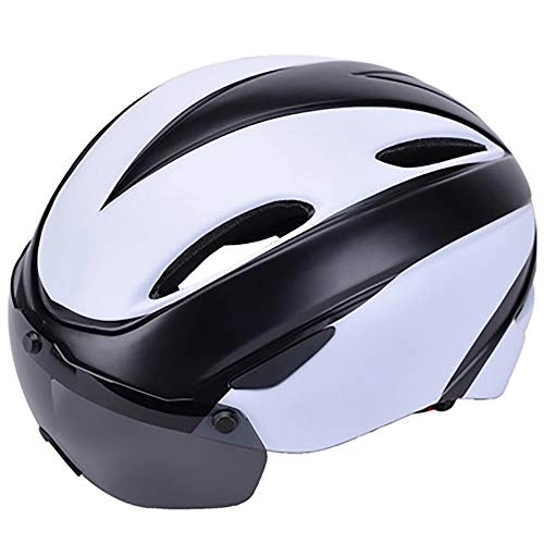 Mountain Bike Helmet : Faus Koco Magnetic Goggles Helmet Integrated Bicycle Helmet Mountain Bike Riding Helmet Men And Women Breathable Helmet (Color : White)