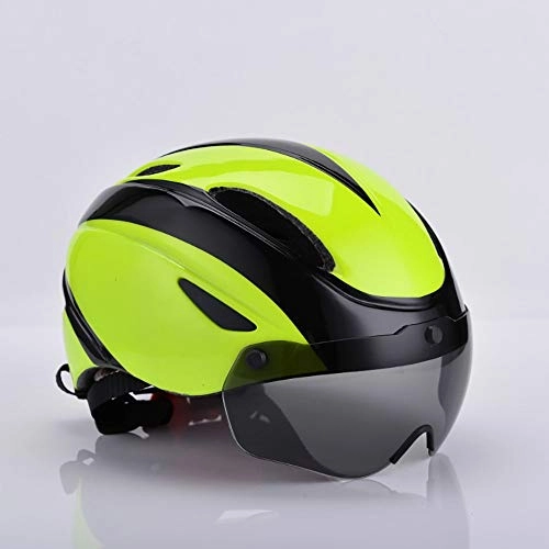 Mountain Bike Helmet : Faus Koco Magnetic Goggles Helmet Integrated Bicycle Helmet Mountain Bike Riding Helmet Men And Women Breathable Helmet (Color : Yellow)