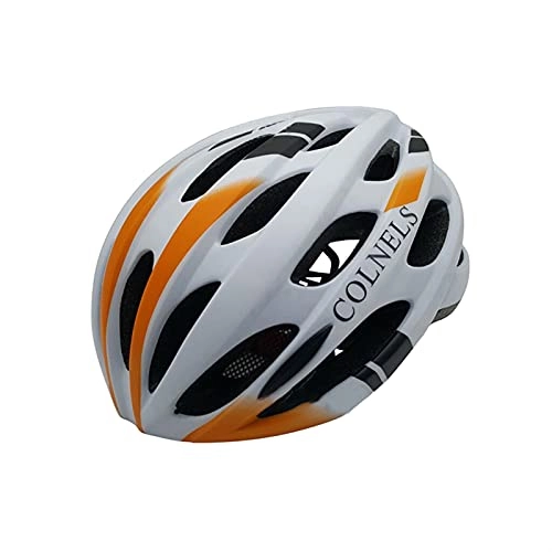 Mountain Bike Helmet : FDSJKD Cycling Bicycle Helmet Ultralight LED Light Rechargeable Intergrally-molded Cap EPS+PC MTB Road Bike Helmet Sport Safely Hats (Color : Black White Orange, Size : L 58 62cm)