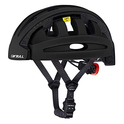 Mountain Bike Helmet : Folding Bike Helmet, CE Certified Foldable Cycling Bicycle Helmet with Rechargeable USB LED Light Adjustable Bicycle Riding Helmet for Men Women Road Mountain Biking, Black