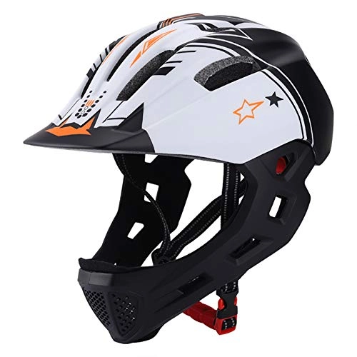 Mountain Bike Helmet : fuchsiaan Kids Full-face Bike Helmet with Light, Breathable, Lightweight, Adjustable, Safety Cycling Helmet, for Mountain Bikes, Skateboard, BMX, Racing, Scooter White