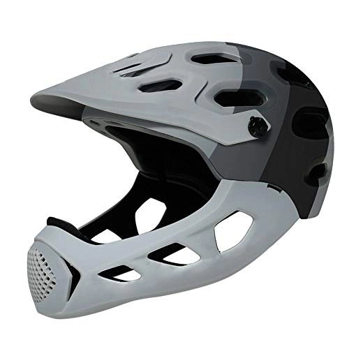 Mountain Bike Helmet : fuchsiaan Unisex Adult Full Face Bike Helmet, With Removable Protective Chin Bar, Beathable Lightweight Motorcycle Off-Road Protective Helmet for MTB E-Bike Scooters Black Grey