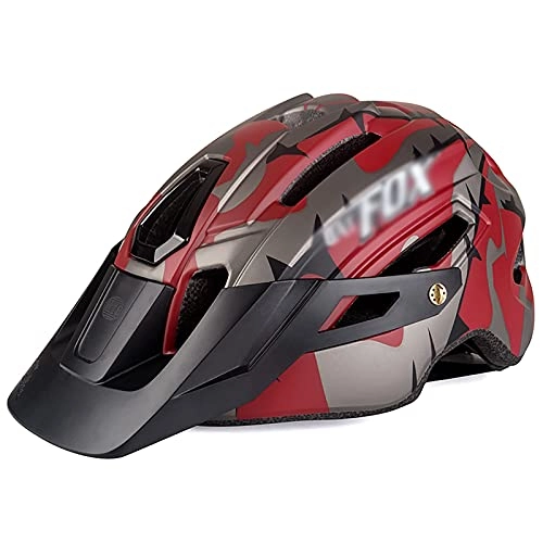 Mountain Bike Helmet : G&F Adults MTB Bike Helmet for Men Women Detachable Visor Bicycle Helmet with Rear Light Cycling Helmet (Color : Red, Size : 58-61)