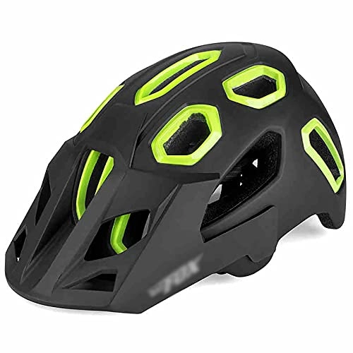 Mountain Bike Helmet : G&F Bike Helmet Cycling MTB Helmet with Detachable Visior Lightweight Breathable 15 Vents Adjustable 54-62cm (Color : Green, Size : 58-62)