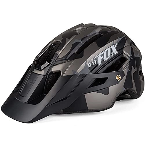 Mountain Bike Helmet : G&F Mountain Bike Helmet with Safety LED Light Detachable Visor MTB Cycling Bicycle Helmet for Adult Women and Men (Color : Black, Size : 58-61)