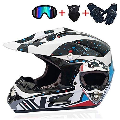 Mountain Bike Helmet : GJX Adult youth downhill helmet gift goggles mask gloves mountain bike racing full face helmet for men and women (Size : M: 56-57cm)