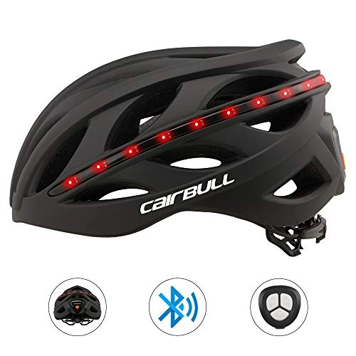 Mountain Bike Helmet : Gtest 2020 Bike Helmet Helmet Smart Bluetooth Riding Helmet LED Warning Steering Road Mountain Night Cycling Safety Helmet M / L (54-61CM), Black