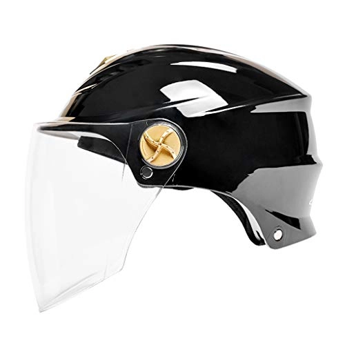 Mountain Bike Helmet : Gwgbxx Motorcycle Helmet Men's Summer Sunscreen Four Seasons Universal Half Helmet Summer Helmet (size: 30 * 23 * 20cm / Head Circumference: 58cm-60cm / Material: ABS / Lens: Transparent Mirror, Black