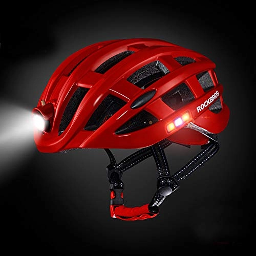 Mountain Bike Helmet : GWW Mountain Bike Helmets With Led Light, adlut Breathable Bicycle Helmet Women's Men Lightweight Safety Helmet -red