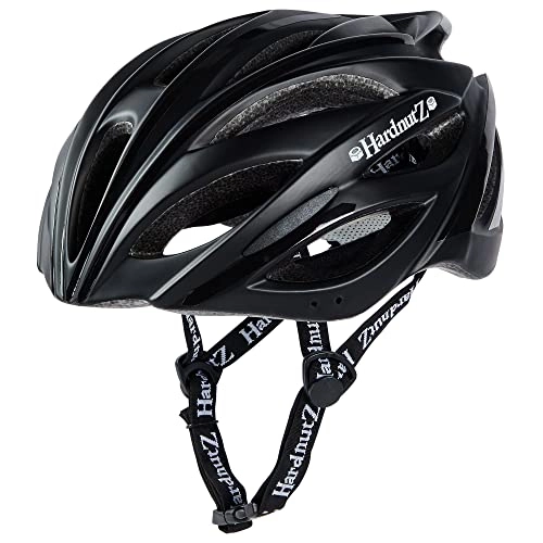Mountain Bike Helmet : HardnutZ Road Bike Helmet - Hi Vis, Mat Black | HN106 One Size | Adults & Kids | Sportive, Racing, Training & Casual Bicycle Riders | Lightweight with Reflective Panels | EU & UKCA Certified