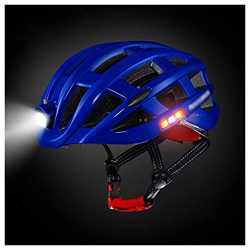 Mountain Bike Helmet : Helmet bike adult Bike Helmet With Headlights, Tail Warning Lights, Waterproof Adjustable Breathable For Cycling Mountain Road Bicycle Helmets For Adult Men Women (Color : E, Size : 57-62cm)