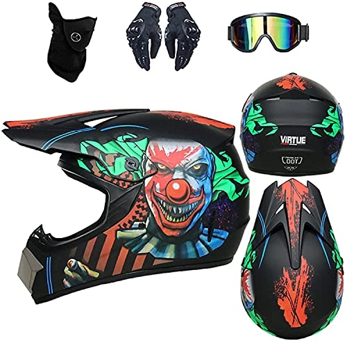 Mountain Bike Helmet : Helmet Motocross Child D. O. T Standard - Adult Cross Headset with Gloves / Glasses / Mask / Descent Cross Country MTB Teen (Size : XL)