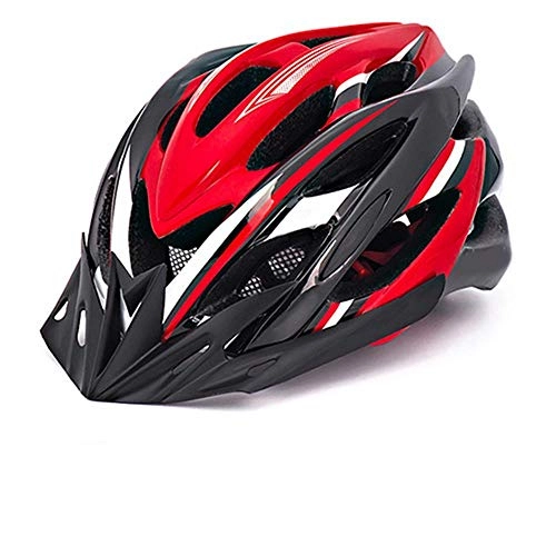Mountain Bike Helmet : Helmet MYKK Bike Helmet LED Lights Visors for Men Women Breathable Ultralight Sport Cycling Helmet MTB Mountain Road Bicycle Helmet Black Red Helmet