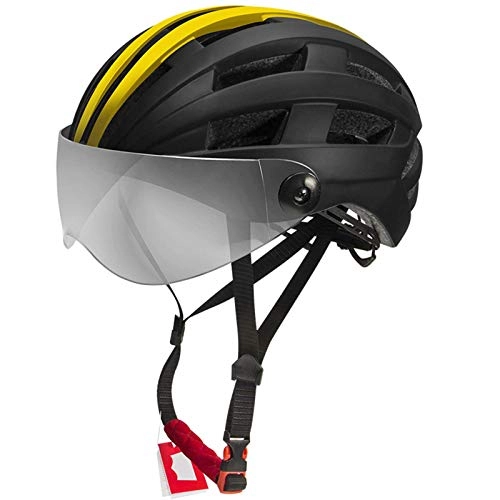 Mountain Bike Helmet : Helmet Yuan Ou Cycling Helmet MTB Bike Transparent Lens Bicycle Helmet Yellow