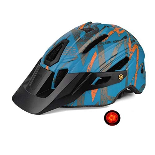 Mountain Bike Helmet : Helmet Yuan Ou MTB Bicycle Helmet Camouflage Helmet Mountain Road Bike Riding Helmet With Tail Light L(58-61cm) Blue Titanium