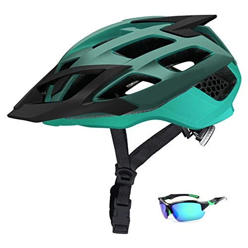 Mountain Bike Helmet : Helmet Yuan Ou MTB Bicycle Helmet with Sunglasses Ultralight Road Bike Mountain Bike Helmet In-mold Racing Cycling Helmets L(57-61) Green 2