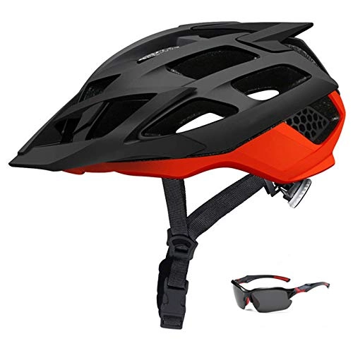Mountain Bike Helmet : Helmet Yuan Ou MTB Bicycle Helmet with Sunglasses Ultralight Road Bike Mountain Bike Helmet In-mold Racing Cycling Helmets M(52-57) Black Red