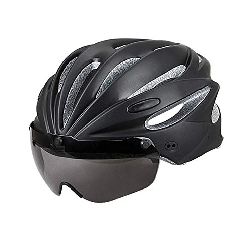 Mountain Bike Helmet : Helmet Yuan Ou Road Bike Helmet Magnetic Lens & Sunvisor Top Cycling Ultralight Mtb Bicycle 58-62cm black 1 Lens
