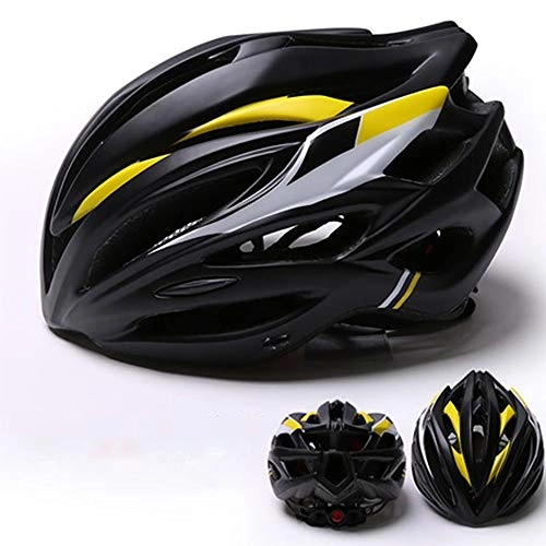Mountain Bike Helmet : HKRSTSXJ Bicycle Helmet with Lights Cycling Helmet Mountain Bike Helmet Adult Hard Hat Riding Gear (Color : Yellow)