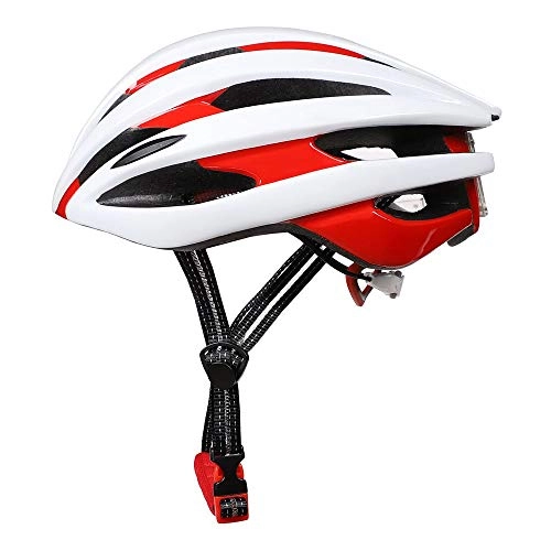 Mountain Bike Helmet : HKRSTSXJ Bicycle With Light Helmet Riding Helmet Mountain Bike Helmet Outdoor Supplies New Men and Women Breathable Safety Bicycle Helmet (Color : Red White)