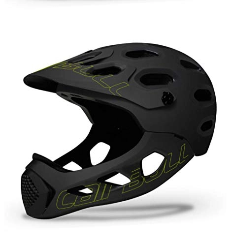 Mountain Bike Helmet : HNZS Mountain Bicycle Helmet Man Full Covered MTB Down Hill Full Face Helmet Inte-Molded Cycling Helmet Ultralight-Black yellow 54-62cm