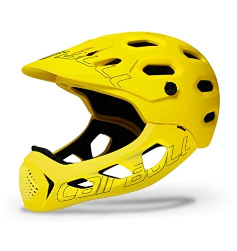 Mountain Bike Helmet : HNZS Mountain Bicycle Helmet Man Full Covered MTB Down Hill Full Face Helmet Inte-Molded Cycling Helmet Ultralight-yellow 54-62cm