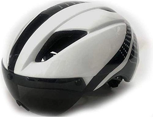 Mountain Bike Helmet : HNZSHelmet Downhill Cycling Helmet MTB Road Mountain Bike Helmet 56-61 cm wht blk in 3 Lens 5