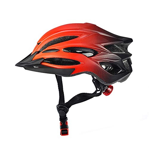 Mountain Bike Helmet : HONGLONG Helmets for Adults Bicycle, Mountain Bike Helmet with Red LED Lights And Sun Visor, Suitable for Children / Adult Men And Women Sports Helmets, Red