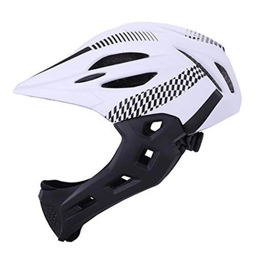 Mountain Bike Helmet : IAMZHL Unisex Balance Detachable Cycling Helmet With Rear Light Outdoor MTB Mountain Bike Bicycle Helmet Protective Chin Cap-White Black