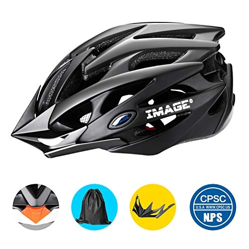 Mountain Bike Helmet : IMAGE Mountain Safety Bicycle Helmet for Mens Womens Kids, MTB Lightweight Breathable PC+EPS Sports Helmet with Removable Visor size adjustable CPSC Certified Cycling Bike Helmet for Road Racing