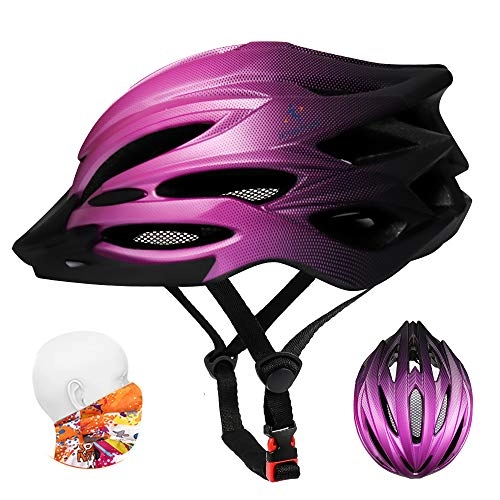 Mountain Bike Helmet : ioutdoor Bike Helmet Men, Cycle Helmet Ladies, Adjustable 56-62cm, Insect Net, Detachable Visior, 22 Vents, Lightweight, Bicycle Helmet for Adult Womens Teenagers Girls Boys (Gradient Purple)