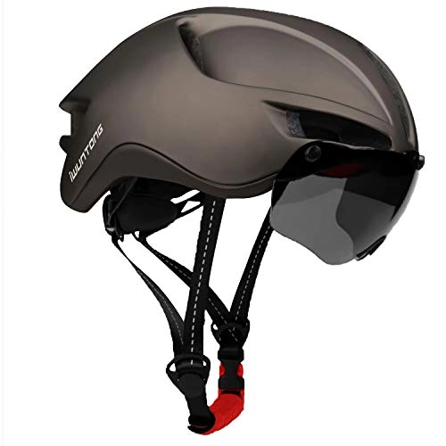 Mountain Bike Helmet : iWUNTONG Bike Helmet, CE Certified Helmet with Removable Sun Visor, Bicycle Helmet with Rechargeable Detachable LightUSB, Adult Cycle Helmet Road Bicycle Mountain Bike Helmet Men Women 60-64CM