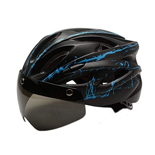 Mountain Bike Helmet : JFYCUICAN Helmet Goggles Bicycle Helmet Men Women Ultralight Riding Mountain Road Bike Integrally Molded Adjustable Cycling Helmets (Color : 02 black, Size : Free)