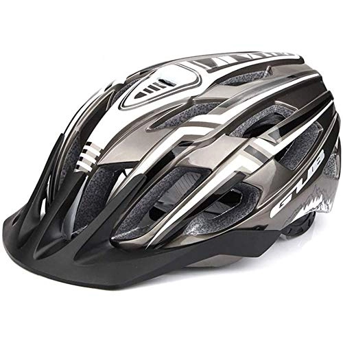 Mountain Bike Helmet : JINFAN Mountain Road Bike Integrated Helmet Bicycle Helmet Usb Charging Riding Helmet With Charging Taillights Equipped, Silver-Headcircumference56-59cm