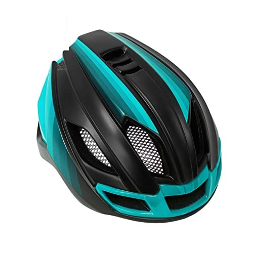 Mountain Bike Helmet : JINSP Bike helmet, Mountain bike riding helmet male self-propelled electric bicycle female taillight night safety equipment safety equipment. (Color : Blue)