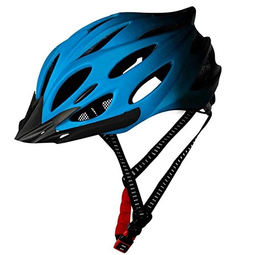 Mountain Bike Helmet : JJIIEE Bike Helmet with Visor, Road & Mountain Cycling Helmets with LED Safety Light, Insect Net Padded Adjustable Size for Adults Men / Women, D