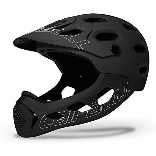 Mountain Bike Helmet : JJIIEE Full Face Mountain Bike Helmet, Detachable Chin Guard and Antibacterial Pad Bike Helmets, CE Safety Certification(Fits Head Sizes 56-62cm), B