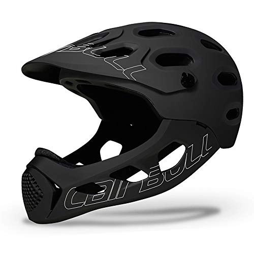 Mountain Bike Helmet : JJIIEE Lightweight Bike Helmet, Off-Road Mountain Bike Helmet with Detachable Chin Guard and Antibacterial Pad CE Safety Certification(Fits Head Sizes 56-62cm), Black