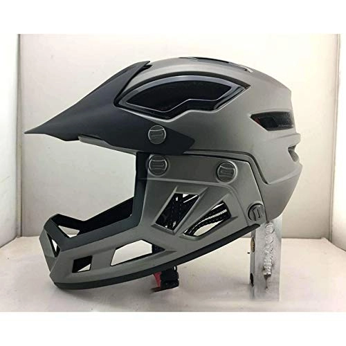 Mountain Bike Helmet : JSZWGC Adults Trainer Full Face Flip Up Racing Bicycle Helmet Downhill Fullface Motorcycle MTB Mountain Safety Cycling Helmet (Color : Gray)