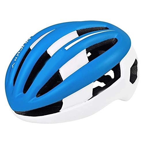 Mountain Bike Helmet : Kaper Go Adult Integrated Molding Male And Female Equipment Helmets Bicycle Helmet Mountain Bike Riding Helmets Highway (Color : White Blue)
