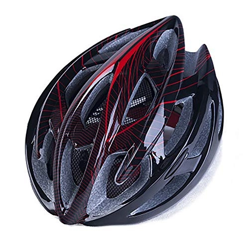 Mountain Bike Helmet : Kaper Go Bicycle helmet with light bicycle helmet mountain bike helmet adult helmet riding equipment with lined helmet (Color : Black Red)