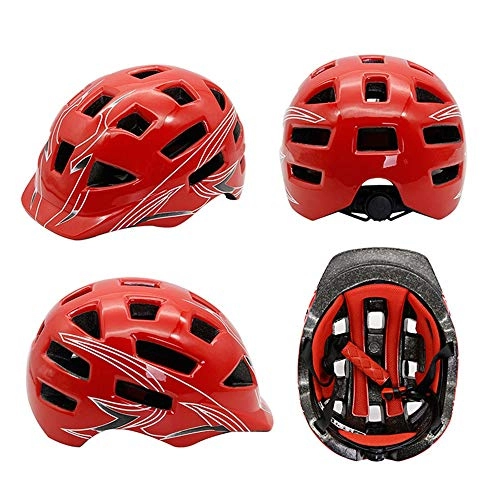 Mountain Bike Helmet : Kaper Go Bicycle Riding Mountain Bike Skateboard Roller Skating Balancer Sports Integrated Molding Helmet Hard Hat Design (Color : Red)
